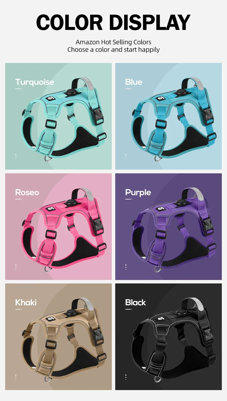 Anti Pull Dog Harness for Large Medium Dogs Reflective Escape Proof Tracker Chest Strap Breathable Adjustable Pet Supplies
