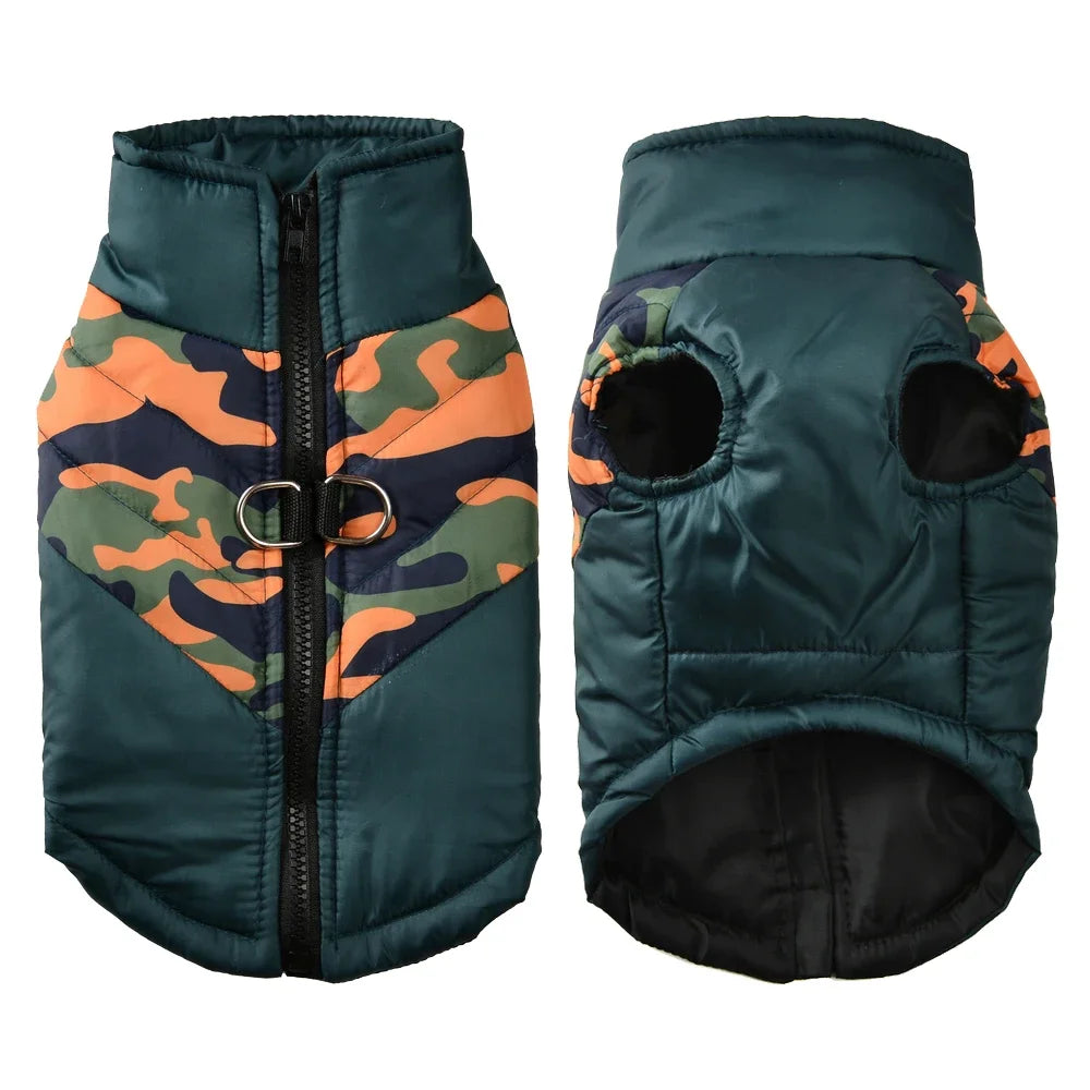 Outdoor Waterproof Dog Outfits For Small Medium Dogs Camouflage Print Warm Pet Vest For Winter Pets Coat Pug Yorkshire Jacket