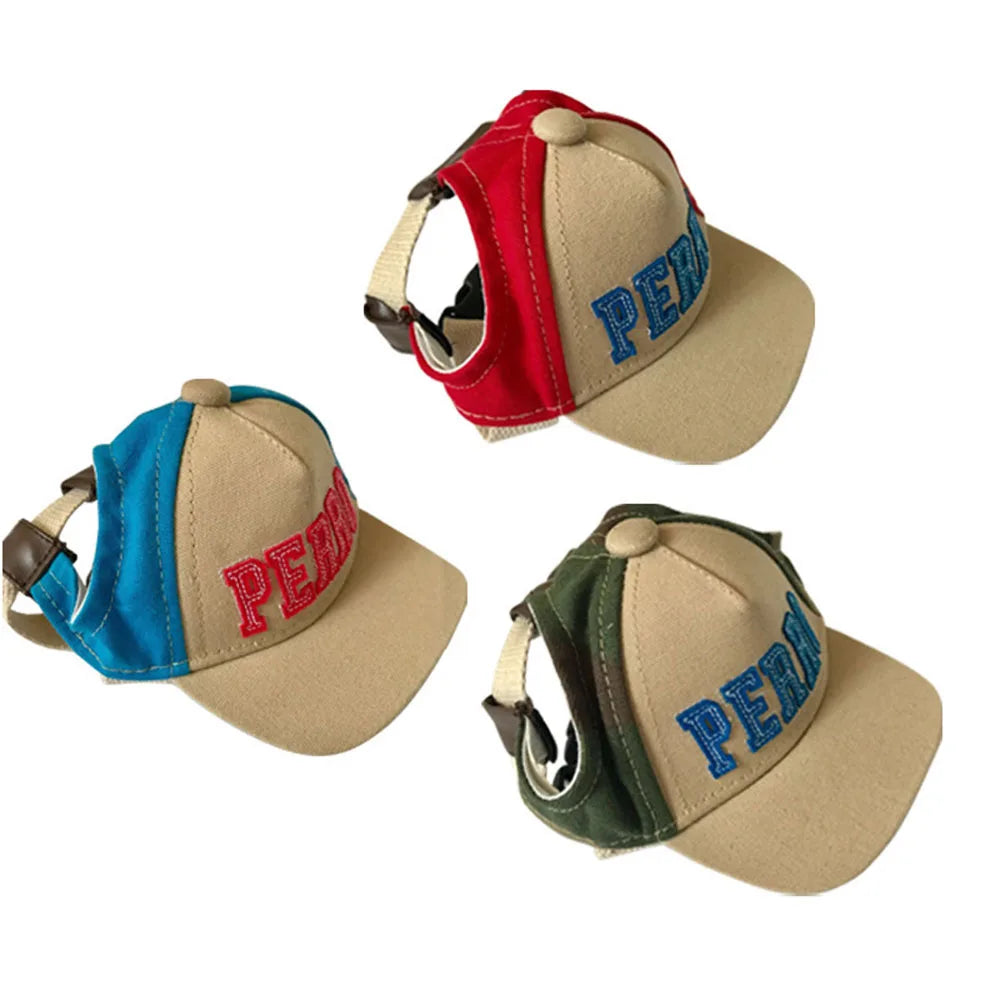 Adjustable Dog Cap Puppy Baseball Hat with Ear Holes Outdoor Sports Dog Sunhat Chihuahua French Bulldog Visor Hat Pet Supplies