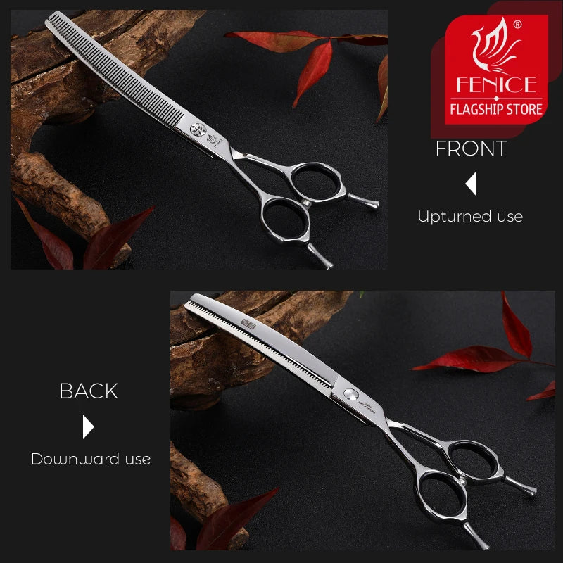 Fenice JP440C 7 Inch Left Hand Pet Dog Grooming Scissors Dog Scissors Curved Chunker & Thinning Scissors Shears for Pet Supplies