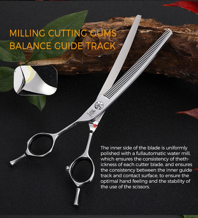 Fenice JP440C 7 Inch Left Hand Pet Dog Grooming Scissors Dog Scissors Curved Chunker & Thinning Scissors Shears for Pet Supplies