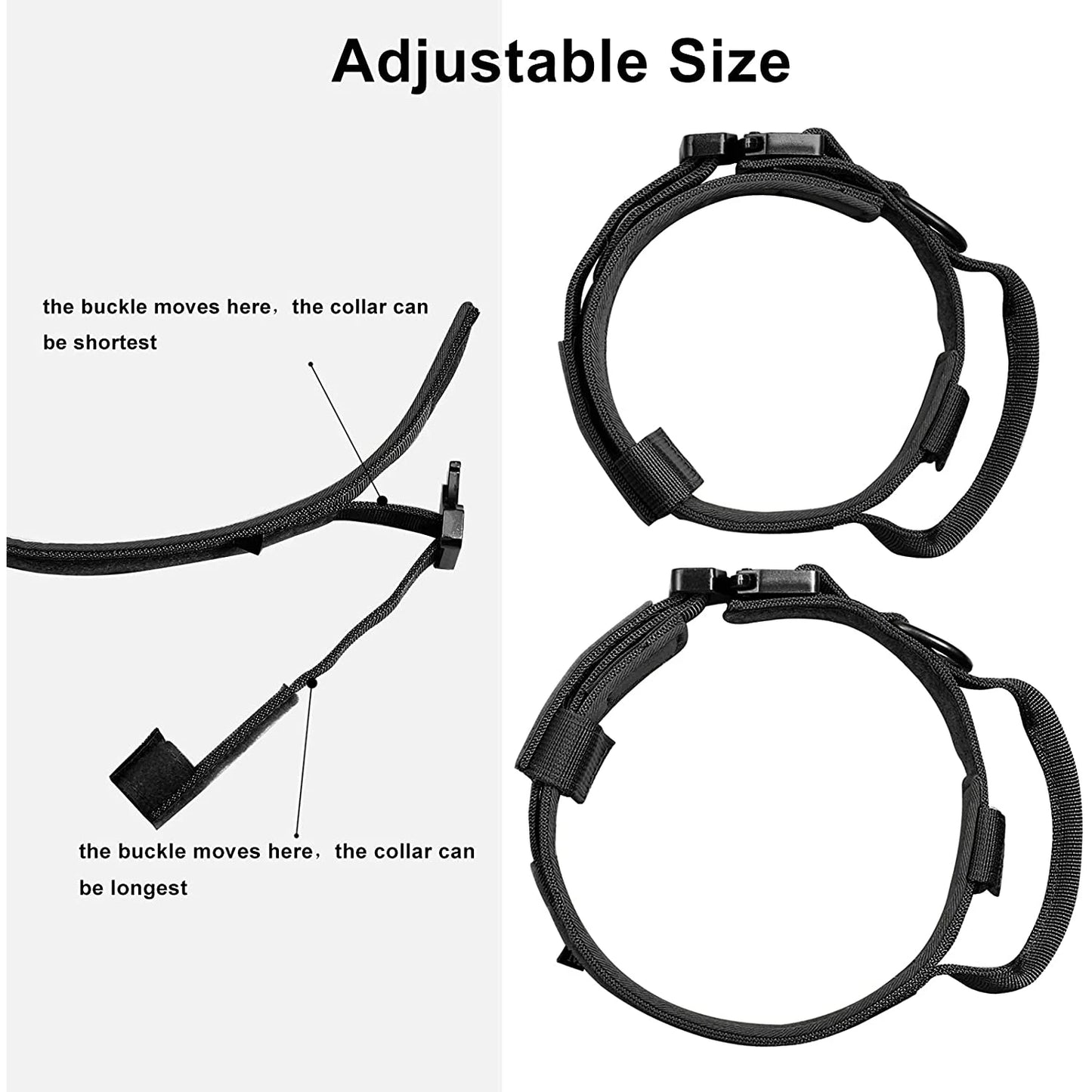 Tactical Dog Collar Leash Set Heavy-duty Military Dog Collar with Handle and Metal Buckle for Small Medium Large Dogs Necklace