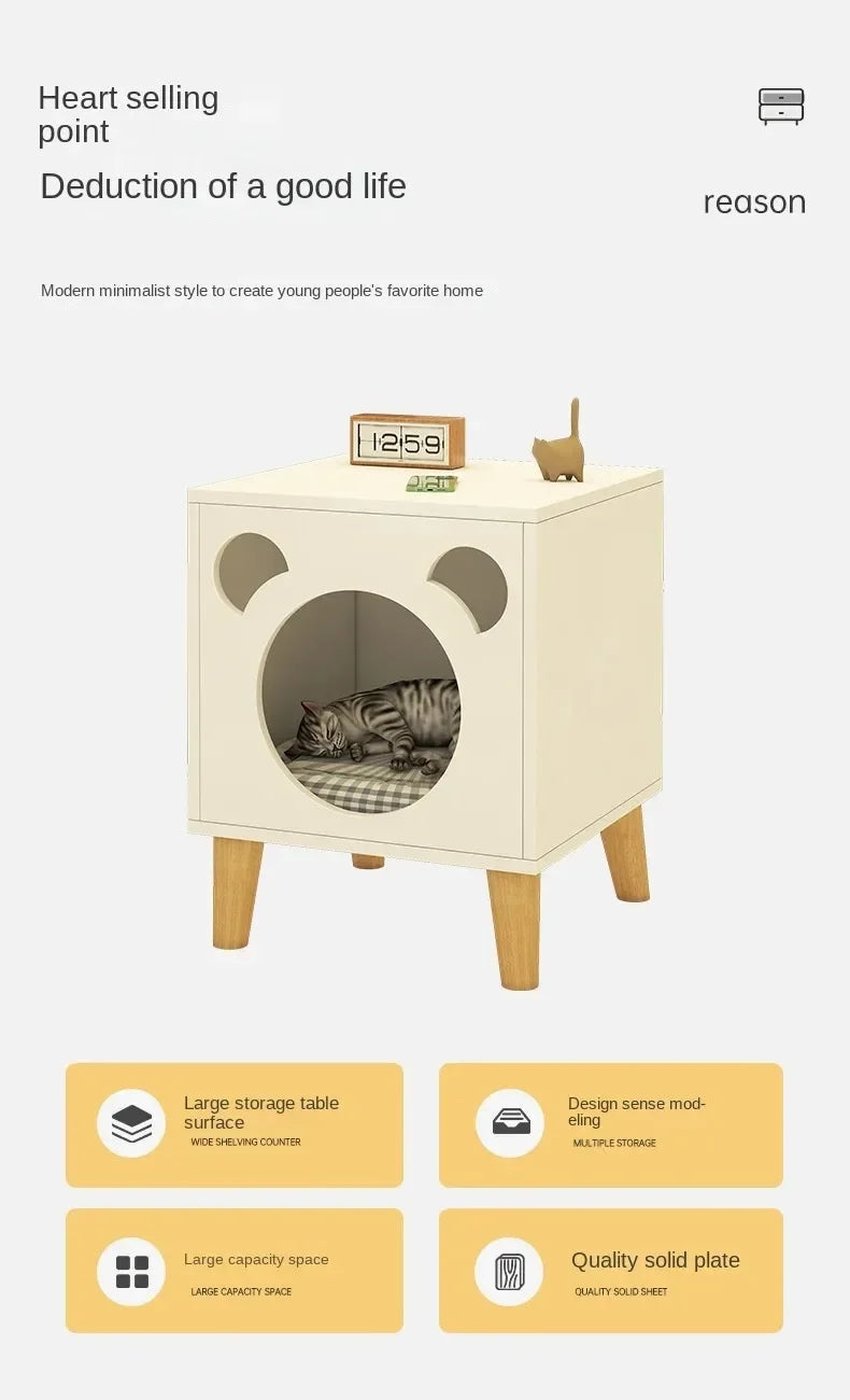 Winter Cat Nest Living Room Solid Wood Cat House People and Pets Share Furniture Room Storage Cabinet Pet Cat House