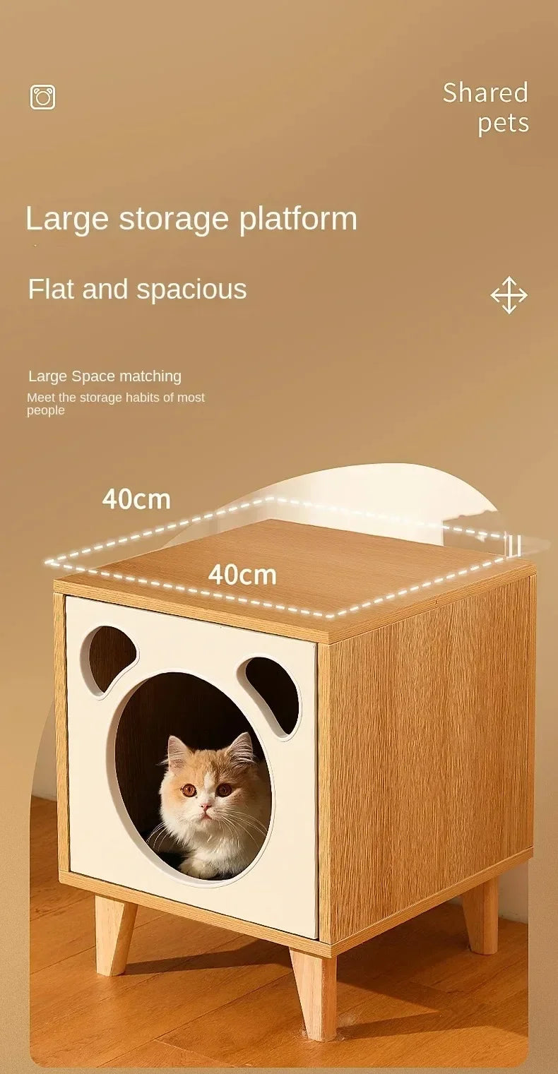 Winter Cat Nest Living Room Solid Wood Cat House People and Pets Share Furniture Room Storage Cabinet Pet Cat House