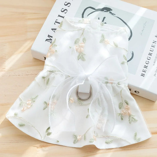 Fashion Dog Princess Dress Summer Puppy Dresses with Bow Cute Cat Suspender Skirt Chihuahua Skirts Pet Costumes Soft Dog Clothes