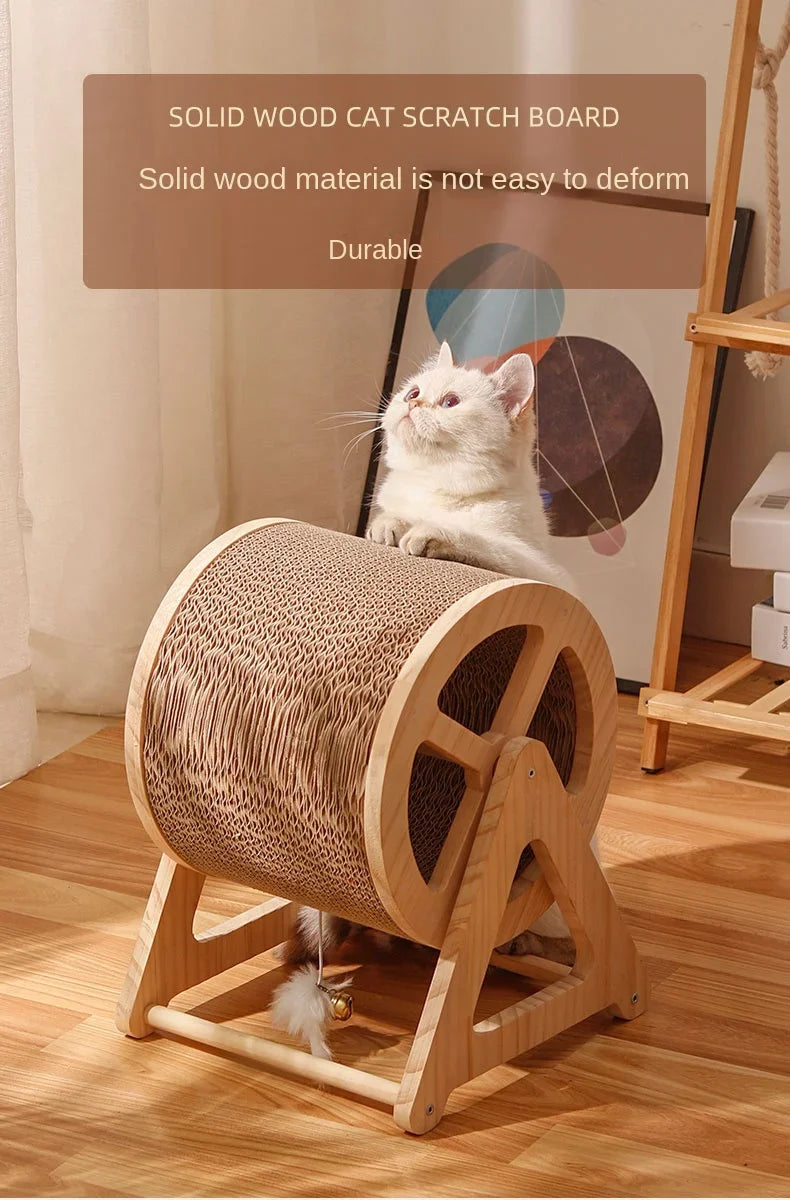 solid wood Training Cats Climbing Frame Big Cat Climbing Wheel Pet Treadmill Interactive Cat Toy Tracks Games Pet Supplies