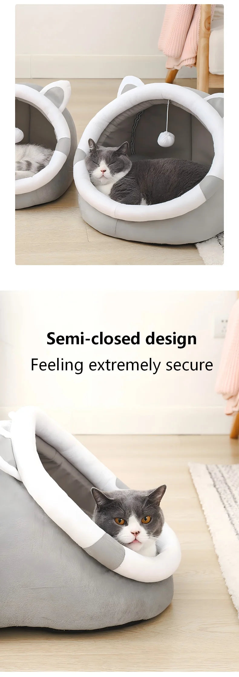 New Model Cat Bed Pet House Semi-Enclosed Dog House Cat House for Winter Warmth Suitable for Small-Sized Dogs in All Seasons