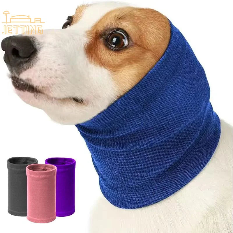 Dog Grooming Earmuff Warm Headband Ear Cover Neck Hat Noise Cancel Soundproof Anxiety Pet Bath Quiet Dry HeadSleeve Dog Supplies