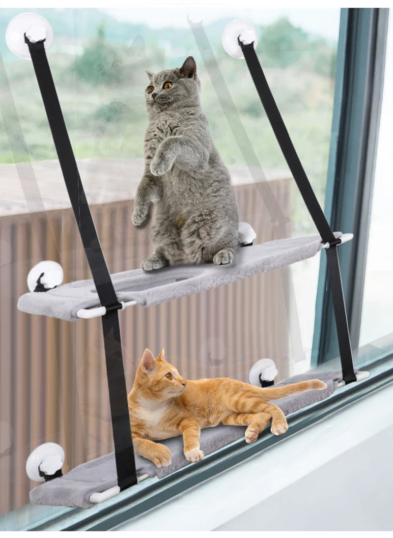 Hanging Double-layer Velvet Cat Suspension Bed Winter Warm Nest Window Suction Cup Suspension Pet Supplies 20kg Cat Accessories