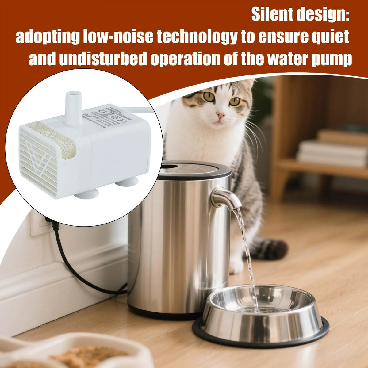 Pet Cat Water Fountain Pump Replacement Quiet Feeding Durable Safe Supplies for Drinking Dispenser Indoor Home Apartment