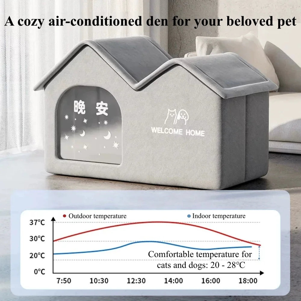 Pet Cooling Ice House Air Conditioning Bed Summer Cooling Tool Cat Dog Nest Four Season for Small Middle Pet Ice House