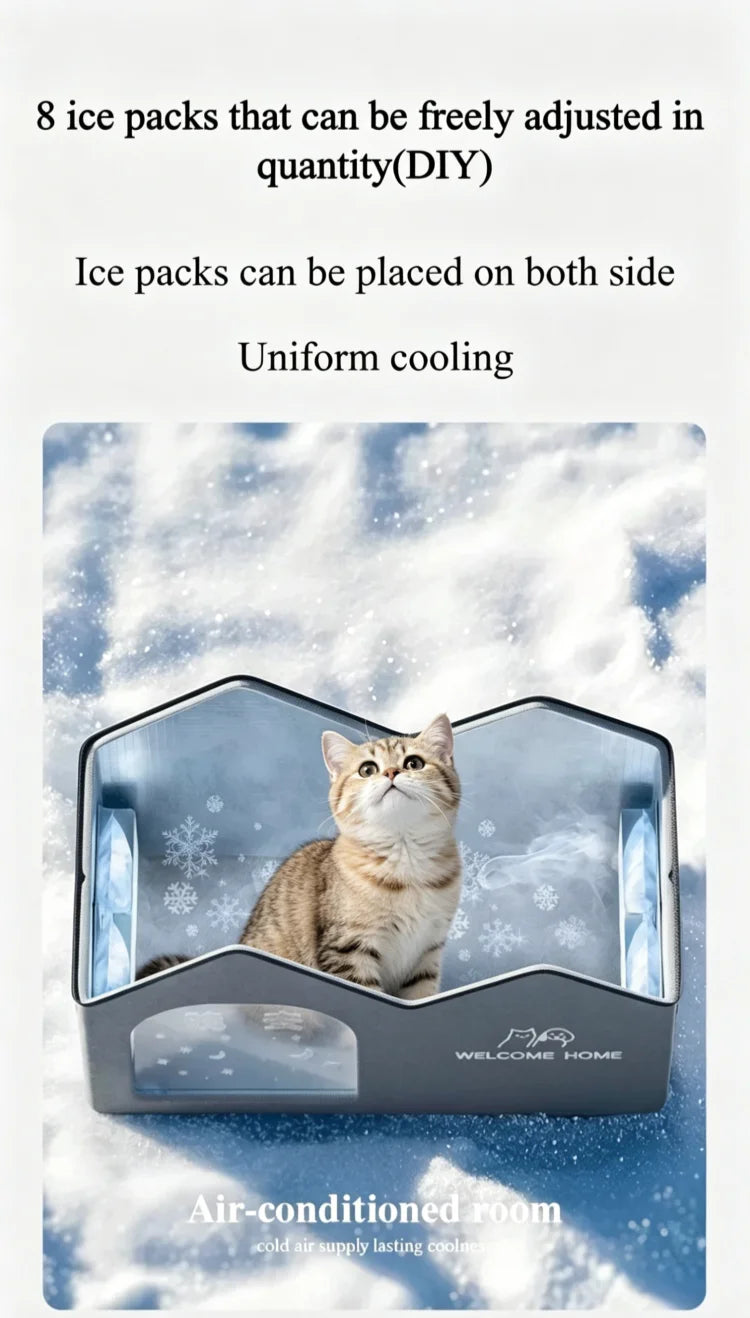Pet Cooling Ice House Air Conditioning Bed Summer Cooling Tool Cat Dog Nest Four Season for Small Middle Pet Ice House