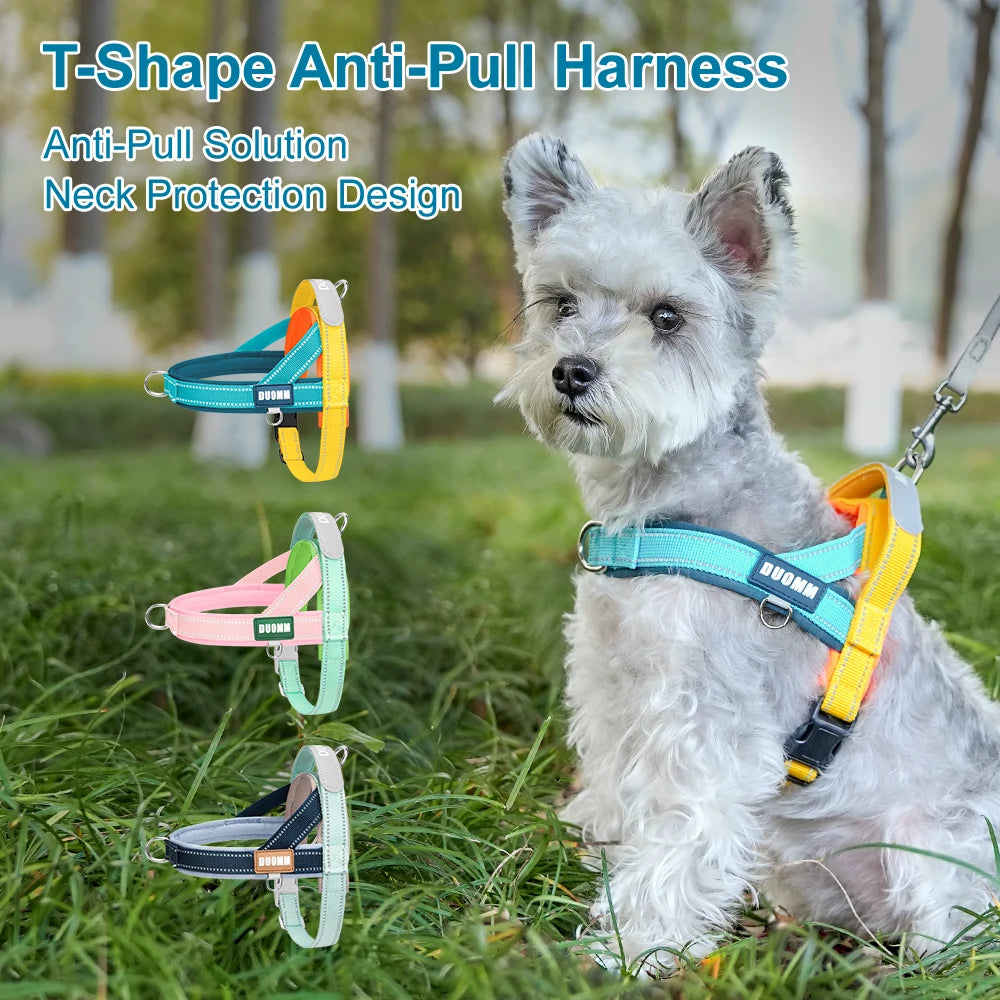 Dog Harness No Pull T-Shape Breathable Spring Summer Soft Padded Reflective Daily Outdoor Step In Walking Pet Harness Hiking