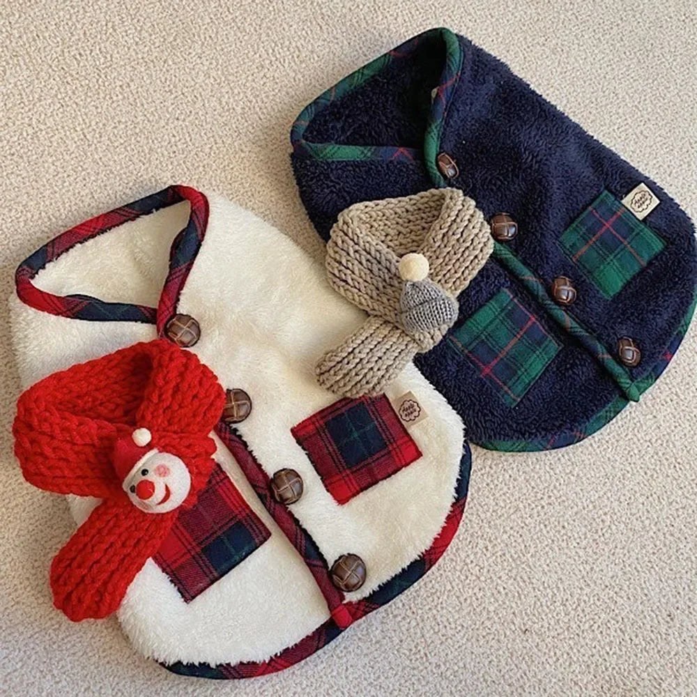 Winter Pet Dog Vest Coat with Scarf Chihuahua Jacket Christmas Costumes for Small Medium Dogs Puppy Fleece Clothes Pet Supplies