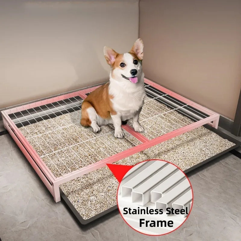 Dog Toilet Indoor Dogs Litter Box Stainless Steel Sand Basin for Puppy Training Washable Dog Toilet Cleaning Tools Pet Supplies