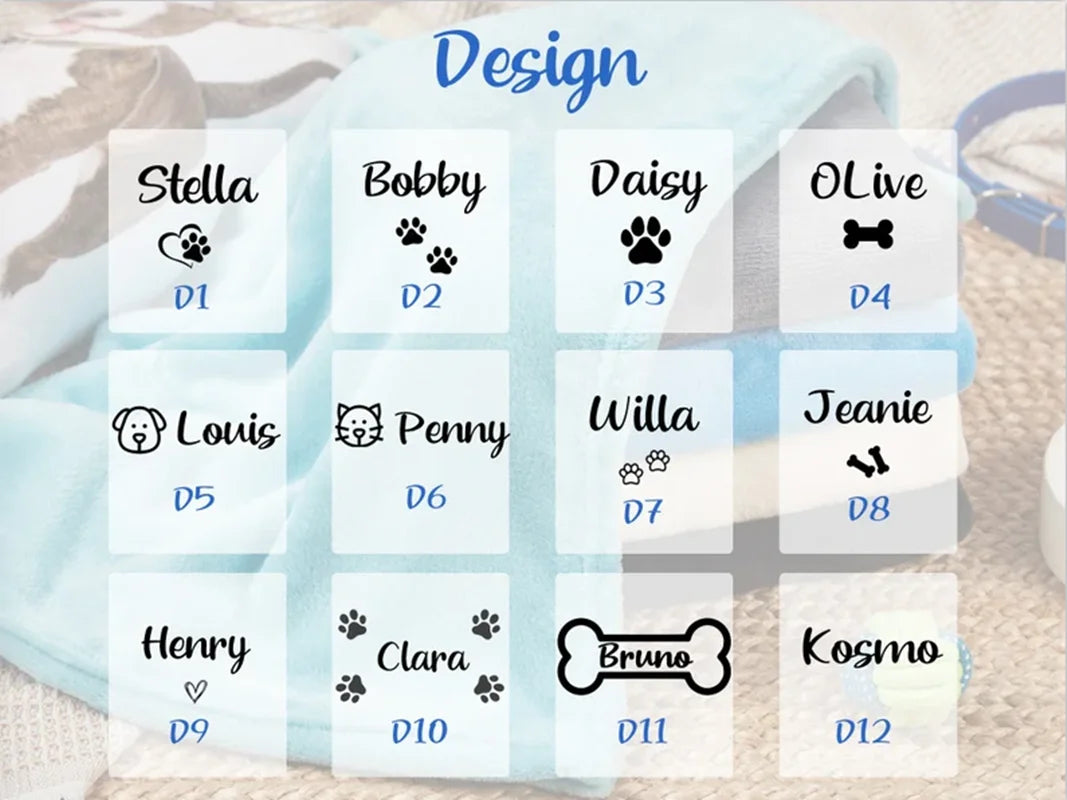 Personalized Dog Blanket Custom Blanket for Dog Embroidery Dog Name Blanket Pet Blanket Paw Print Blanket Puppy Blanket Dog Gift