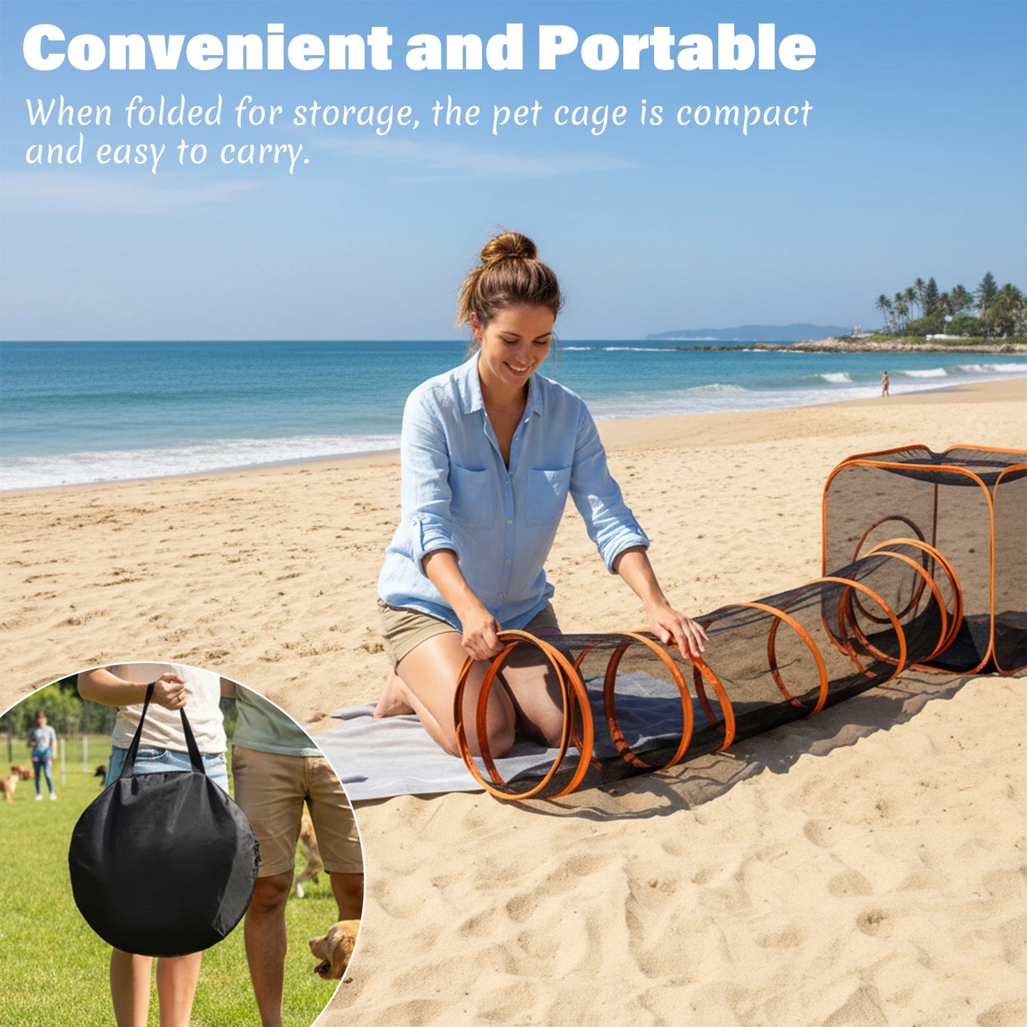 Large Portable Folding Pet Tent Play Area Set with Tunnel for Cats And Dogs Outdoor Foldable Pet House with Carry Bag
