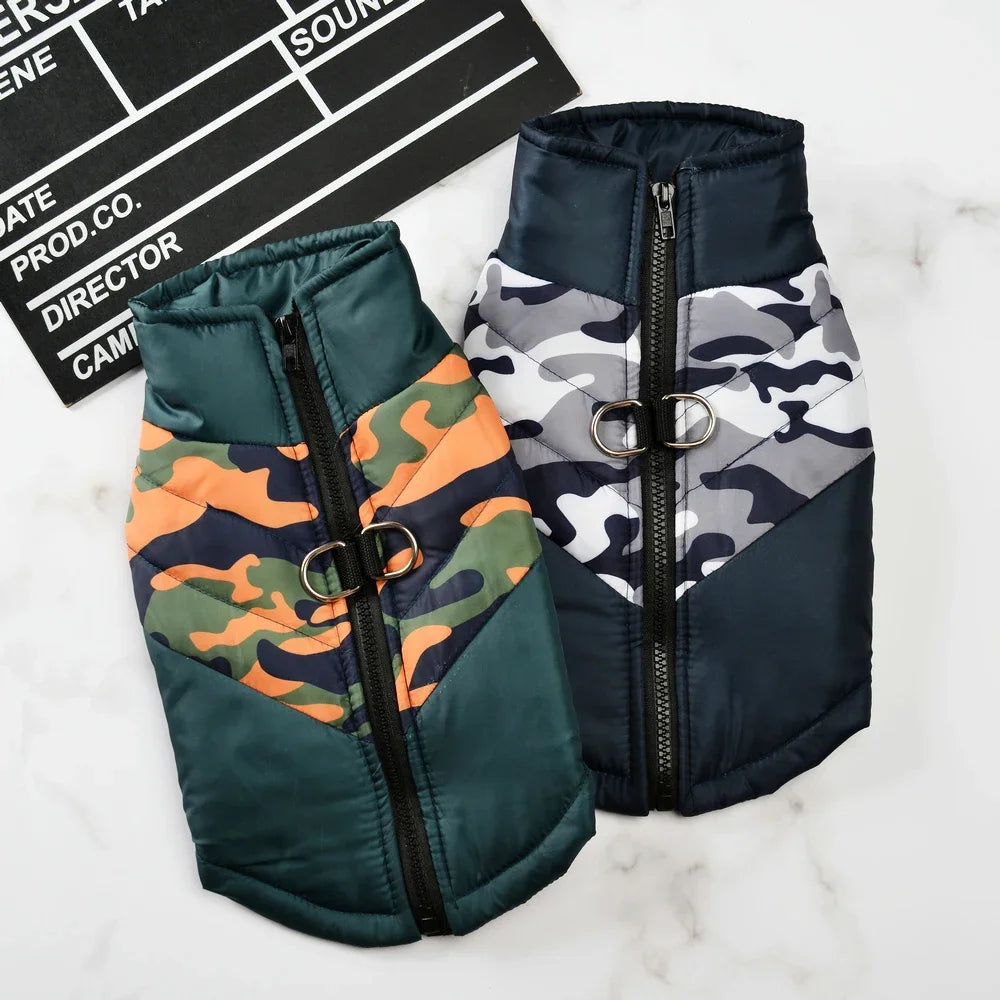 Outdoor Waterproof Dog Outfits For Small Medium Dogs Camouflage Print Warm Pet Vest For Winter Pets Coat Pug Yorkshire Jacket