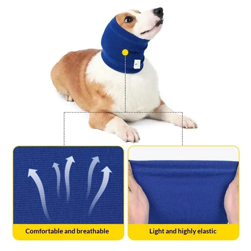Dog Grooming Earmuff Warm Headband Ear Cover Neck Hat Noise Cancel Soundproof Anxiety Pet Bath Quiet Dry HeadSleeve Dog Supplies