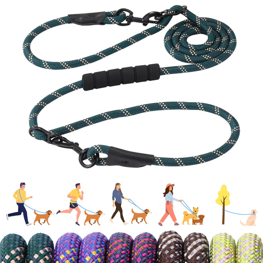 Versatile Heavy Duty Dog Leash with Padded Handle, Easy Converted to Double Leashes, 7.5 FT, Hands Free, Cross-Body or Waist Lea