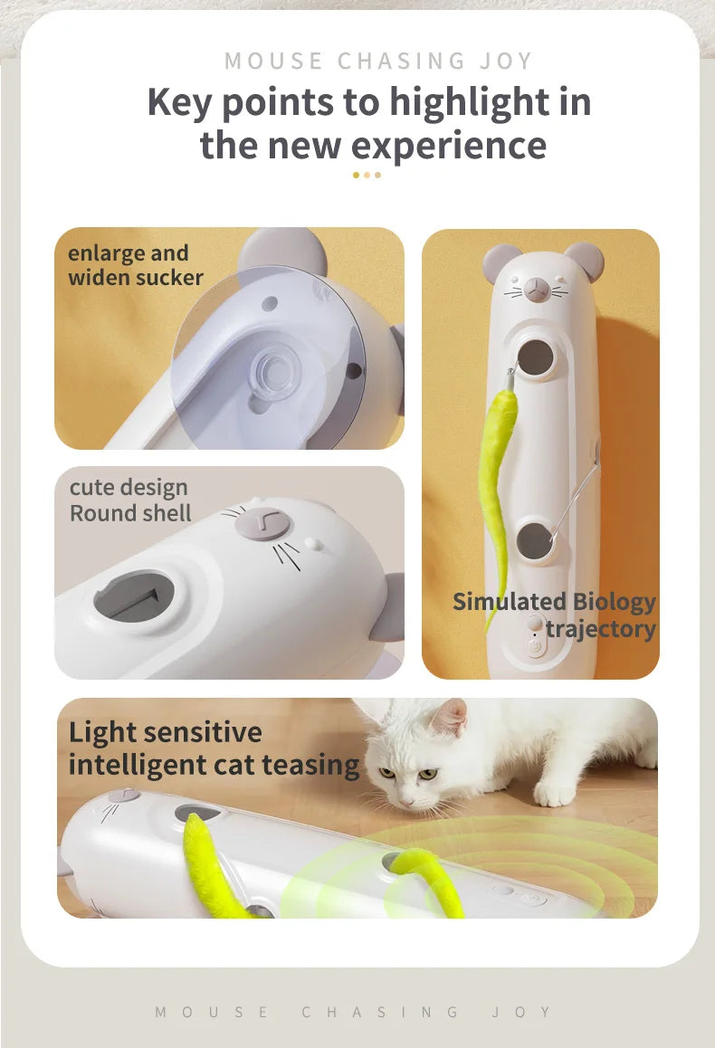 Electric mobile Caterpillar cat toy, automatic interaction with flash, indoor and outdoor cat play, rechargeable