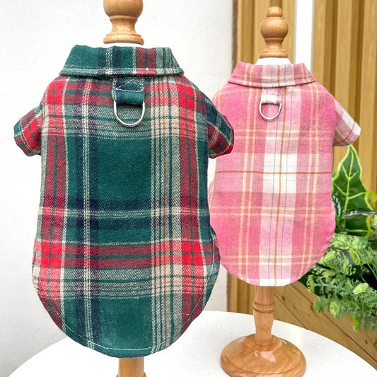 Fashion Dog Clothes Classical Plaid Dog Shirt Autumn Puppy Vest Cute Soft Cat Shirt Pet Costumes Chihuahua Yorkies Dog Supplies