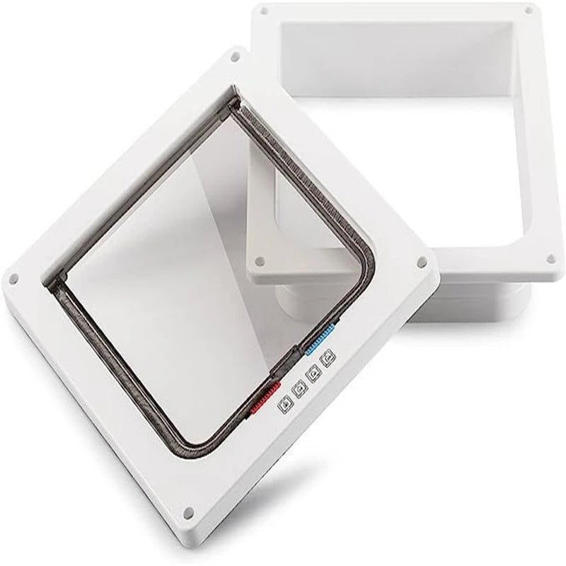 Dog Cat Flap Door For Dog Cat Kitten With 4 Way Lock Security Flap Door Cat Puppy Safety Gate Small Pet Supplies ABS Plastic