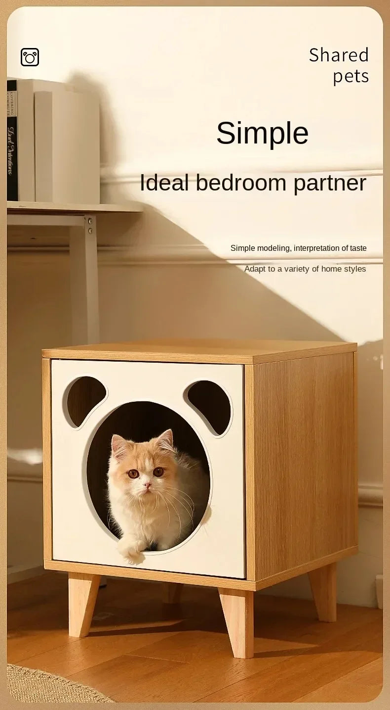 Winter Cat Nest Living Room Solid Wood Cat House People and Pets Share Furniture Room Storage Cabinet Pet Cat House