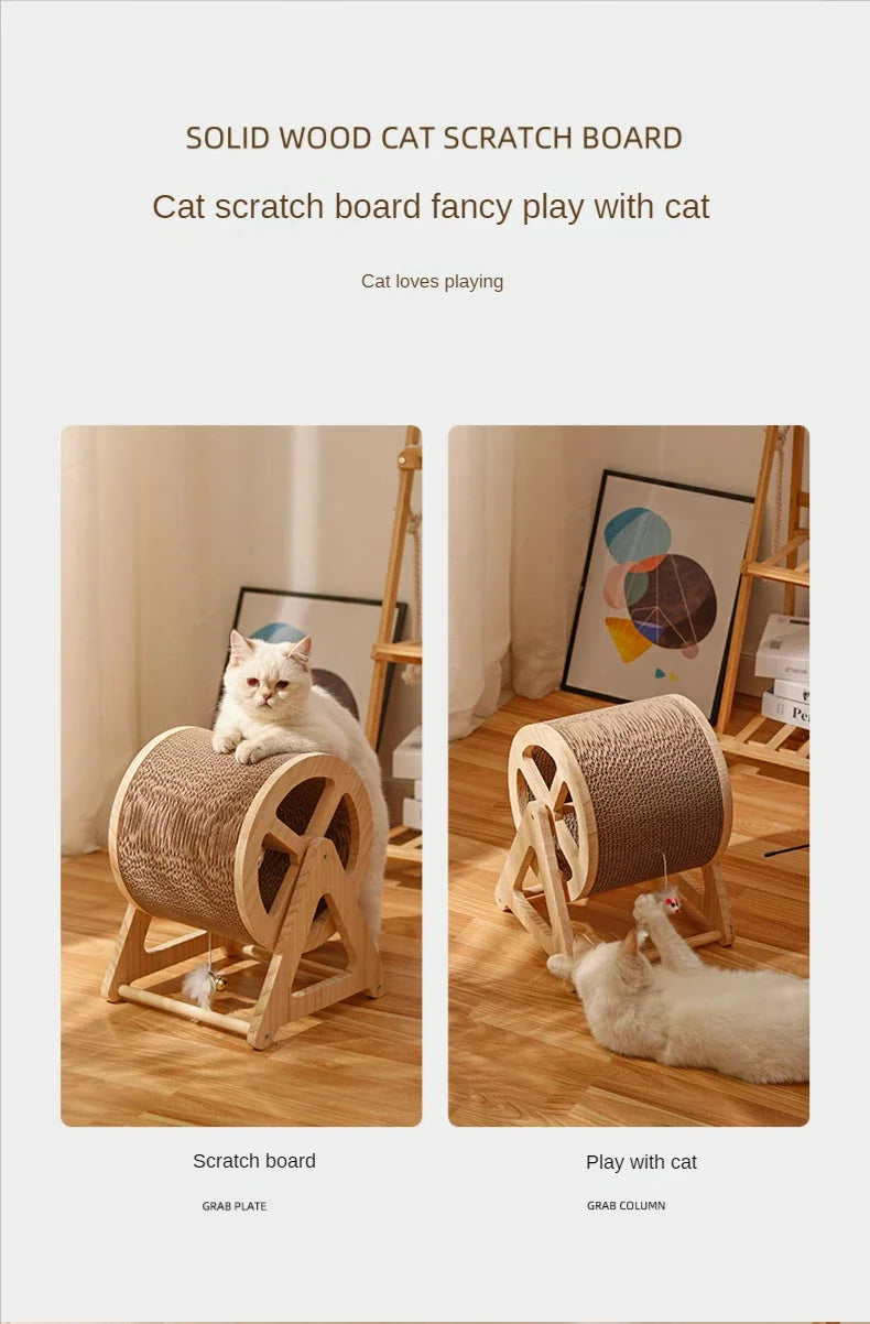 solid wood Training Cats Climbing Frame Big Cat Climbing Wheel Pet Treadmill Interactive Cat Toy Tracks Games Pet Supplies