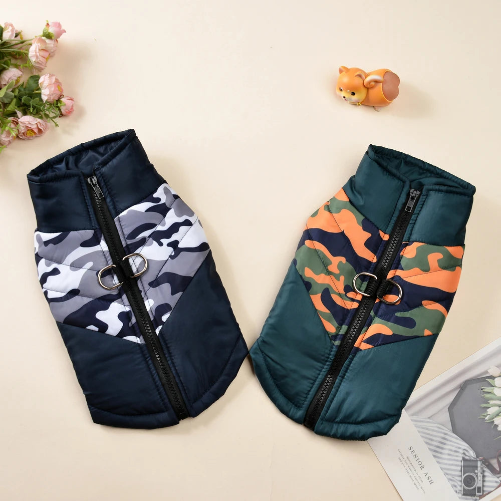 Outdoor Waterproof Dog Outfits For Small Medium Dogs Camouflage Print Warm Pet Vest For Winter Pets Coat Pug Yorkshire Jacket