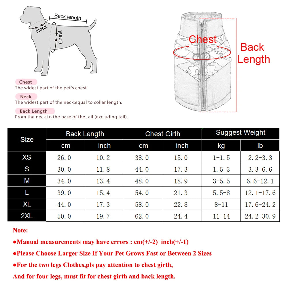 Outdoor Waterproof Dog Outfits For Small Medium Dogs Camouflage Print Warm Pet Vest For Winter Pets Coat Pug Yorkshire Jacket
