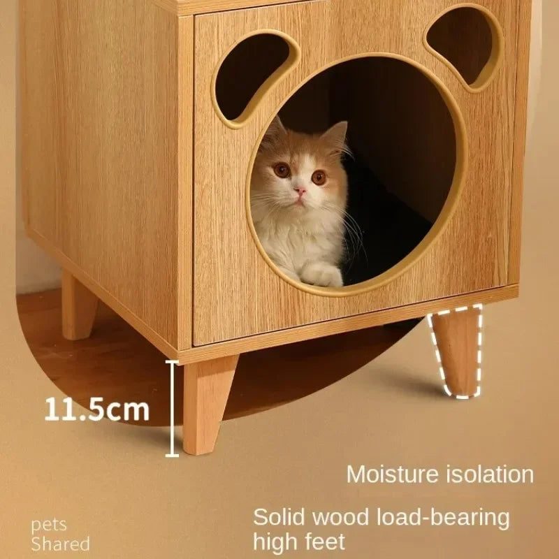 Winter Cat Nest Living Room Solid Wood Cat House People and Pets Share Furniture Room Storage Cabinet Pet Cat House