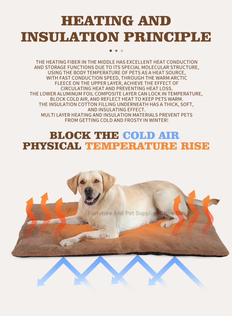 Self Heating Pet Pad, Extra Warm Thermal Dog Crate Pad Washable Anti-Slip Kennel Mat Pet Supplies for Medium Small Dogs and Cats