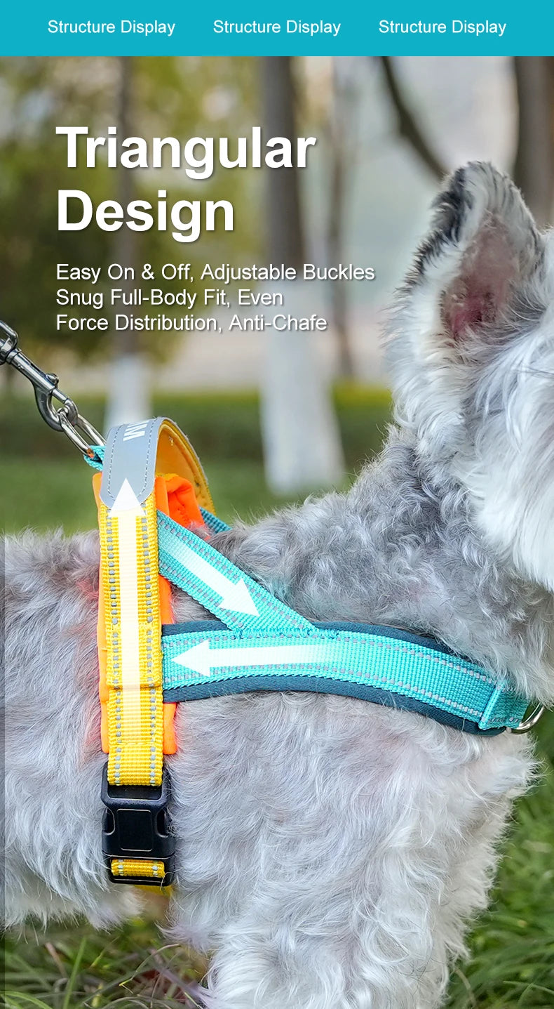 Dog Harness No Pull T-Shape Breathable Spring Summer Soft Padded Reflective Daily Outdoor Step In Walking Pet Harness Hiking