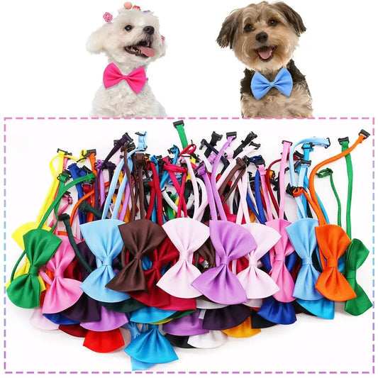 50pcs Cute Dog Fashion Bow Tie Dog Bowtie Bulk Pet Supplies Bow Tie Collars for Small Dogs Adjustable Puppy Pet Cat Accessories
