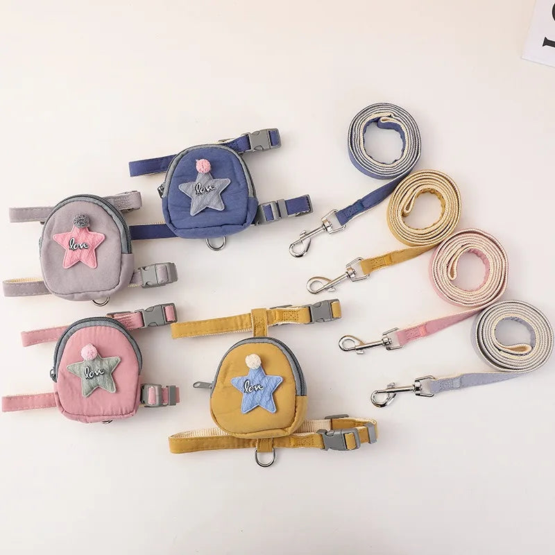 Pet chest and back cute starfish bag cat dog leash fashion backpack chest and back pet outing supplies