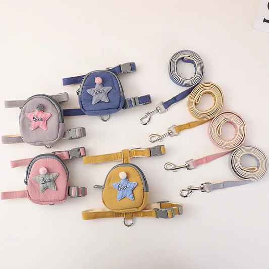 Pet chest and back cute starfish bag cat dog leash fashion backpack chest and back pet outing supplies