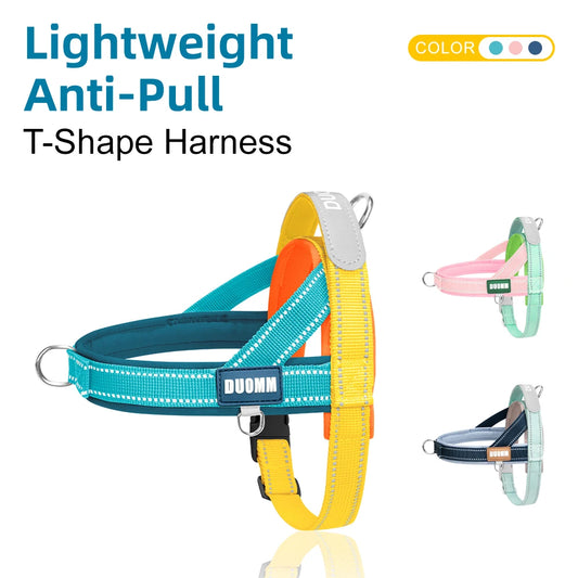 Dog Harness No Pull T-Shape Breathable Spring Summer Soft Padded Reflective Daily Outdoor Step In Walking Pet Harness Hiking