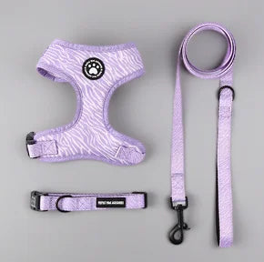 Adjustable Dog Harness And Leash Set Soft Chest Vest With Press Buckle Cute Print Comfortable Pet Harness Collar Lead For Dogs