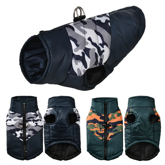 Outdoor Waterproof Dog Outfits For Small Medium Dogs Camouflage Print Warm Pet Vest For Winter Pets Coat Pug Yorkshire Jacket