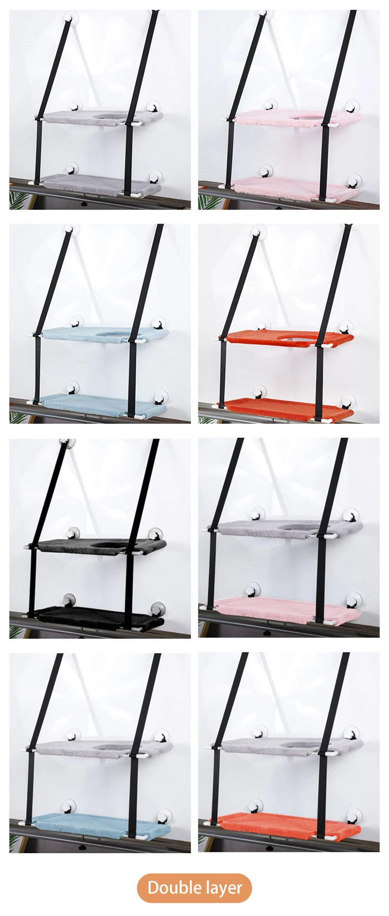 Hanging Double-layer Velvet Cat Suspension Bed Winter Warm Nest Window Suction Cup Suspension Pet Supplies 20kg Cat Accessories
