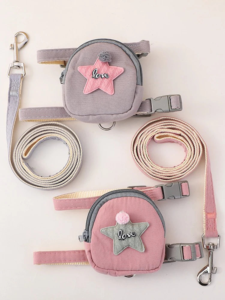 Pet chest and back cute starfish bag cat dog leash fashion backpack chest and back pet outing supplies