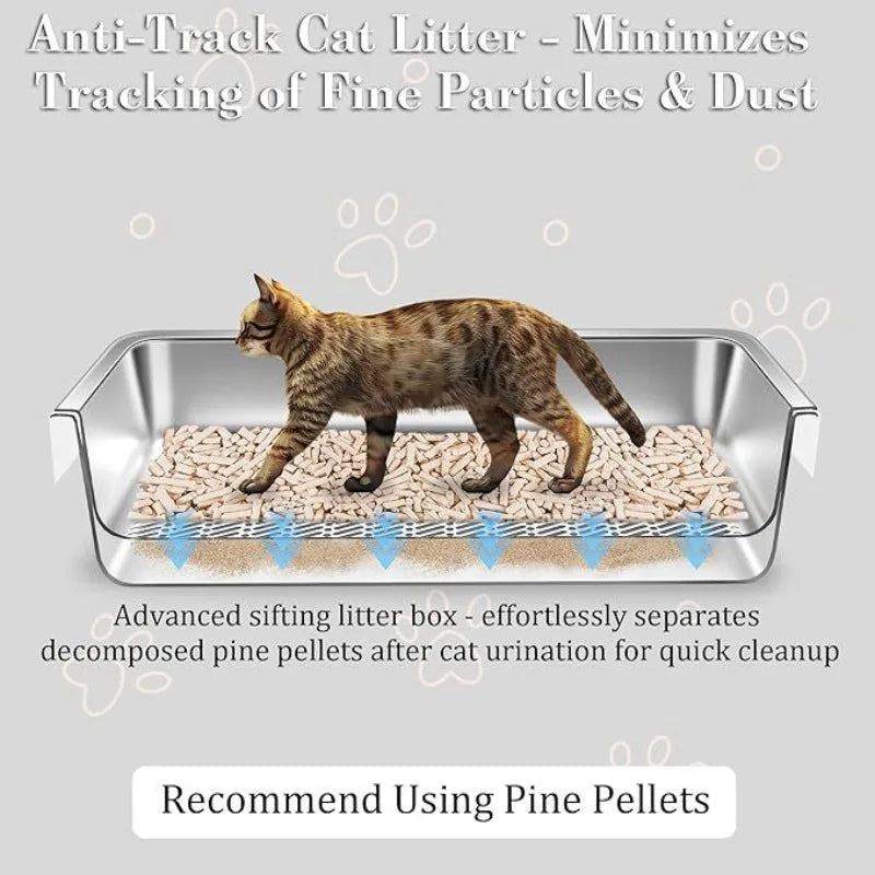 Stainless Steel Filter Cat Litter Basin Large Detachable Open Toilet Cat Bedpans Sifting Sand Cats Litter Tray Pet Supplies