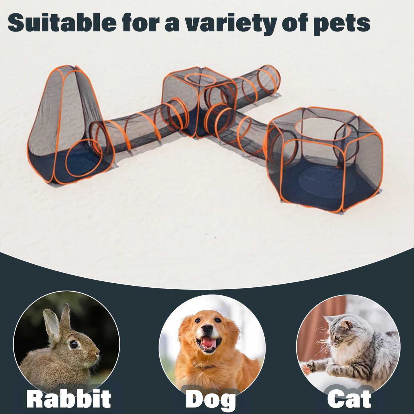 Large Portable Folding Pet Tent Play Area Set with Tunnel for Cats And Dogs Outdoor Foldable Pet House with Carry Bag