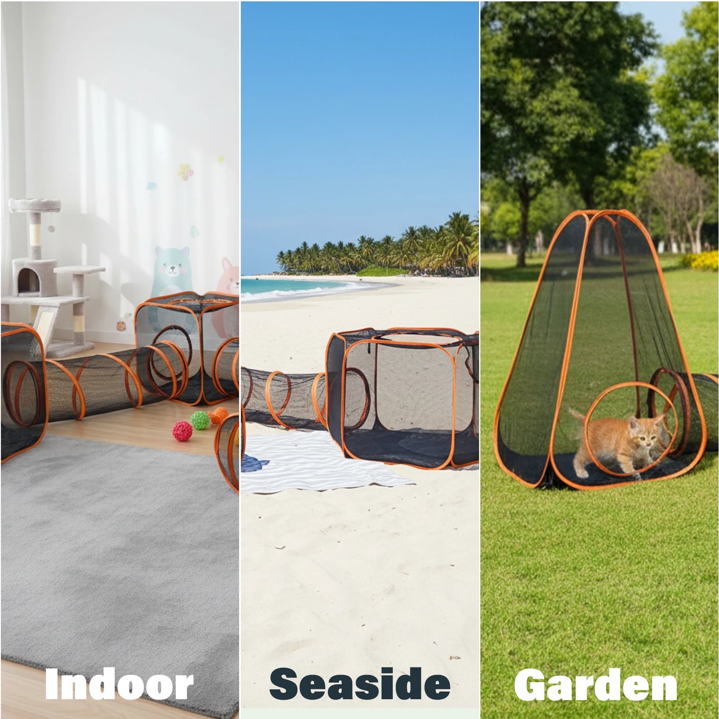 Large Portable Folding Pet Tent Play Area Set with Tunnel for Cats And Dogs Outdoor Foldable Pet House with Carry Bag