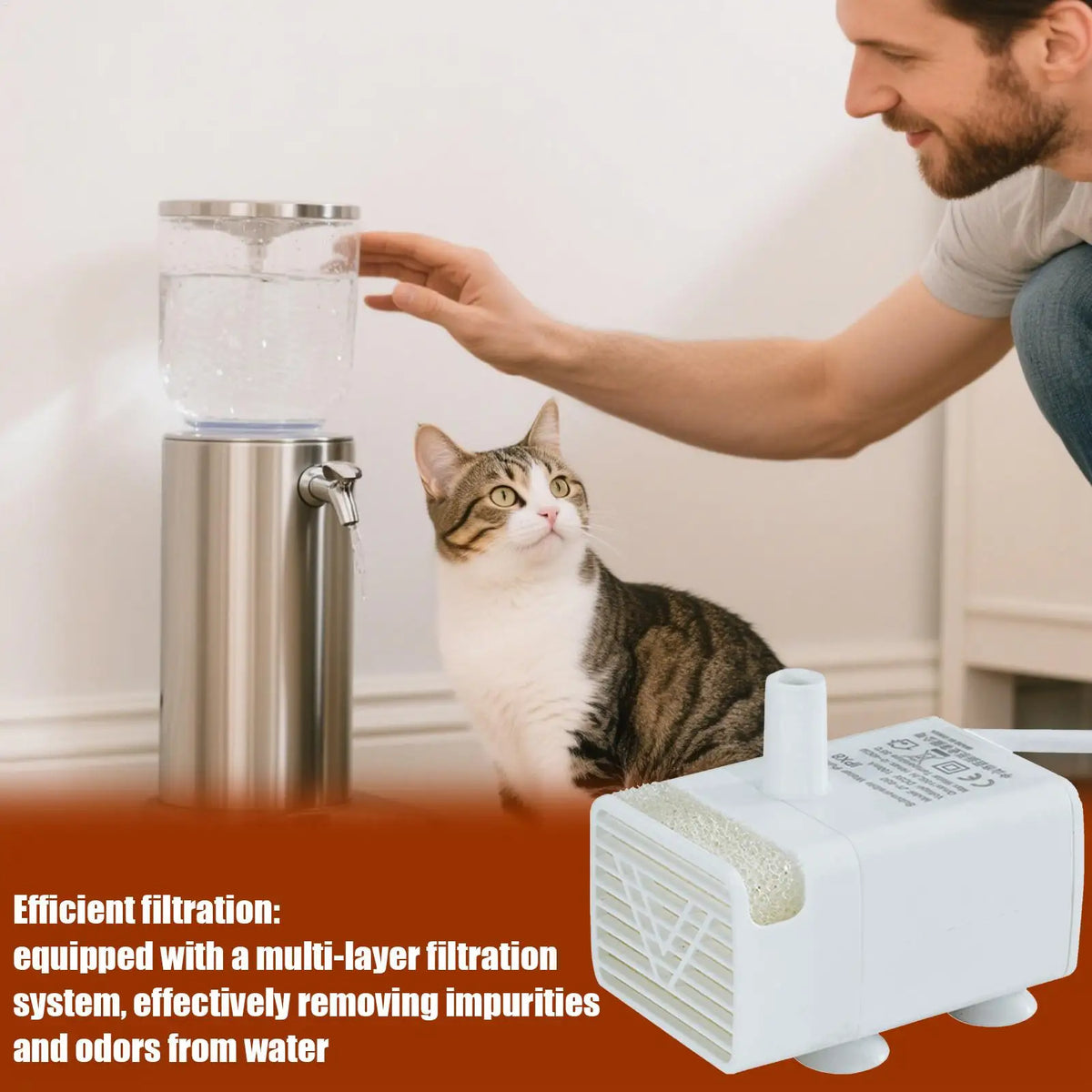 Pet Cat Water Fountain Pump Replacement Quiet Feeding Durable Safe Supplies for Drinking Dispenser Indoor Home Apartment