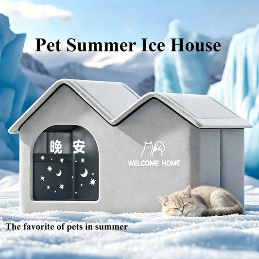 Pet Cooling Ice House Air Conditioning Bed Summer Cooling Tool Cat Dog Nest Four Season for Small Middle Pet Ice House