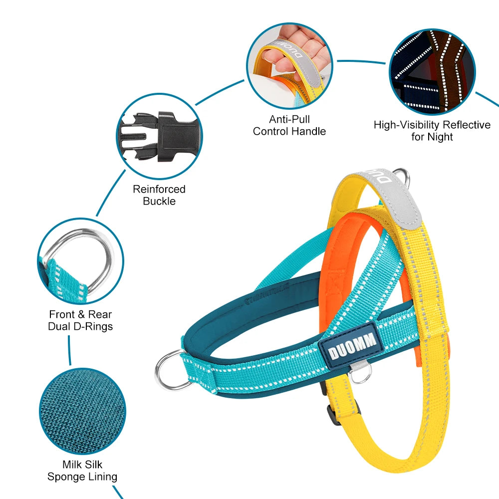 Dog Harness No Pull T-Shape Breathable Spring Summer Soft Padded Reflective Daily Outdoor Step In Walking Pet Harness Hiking