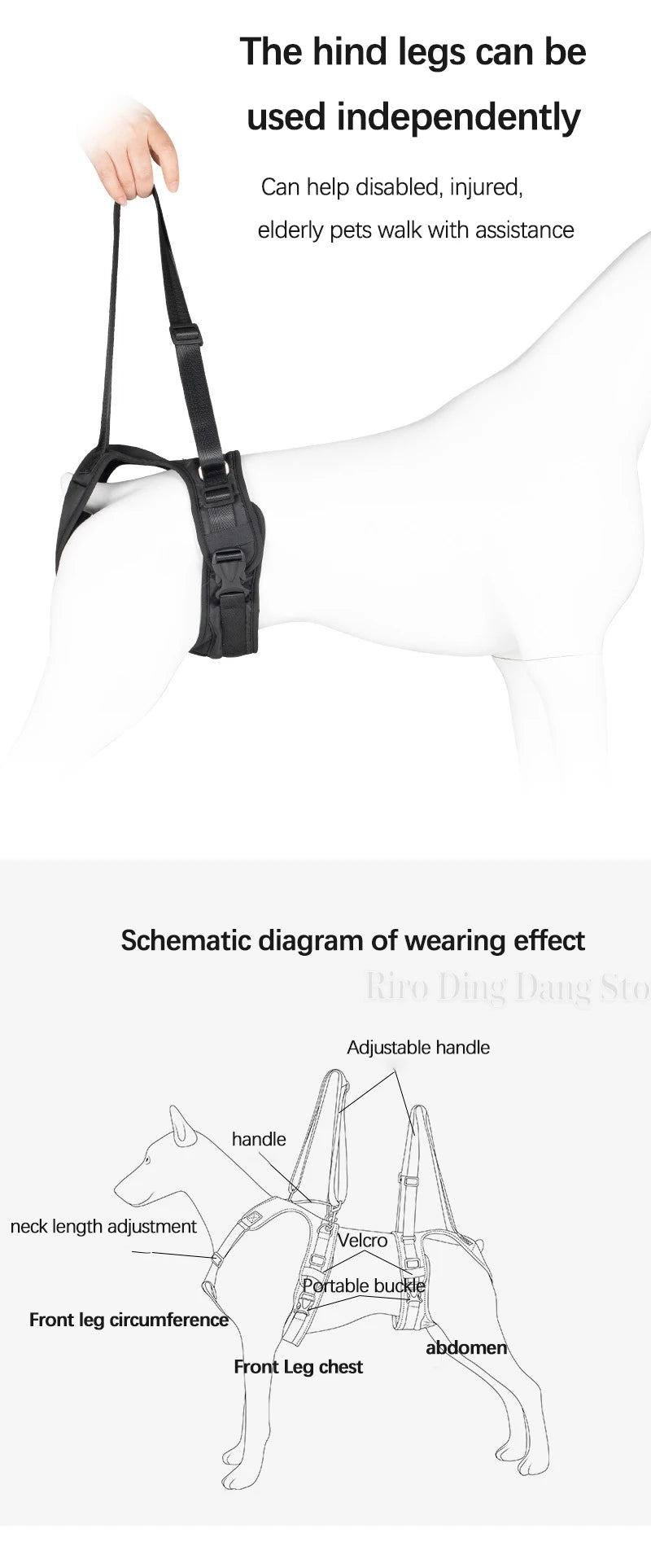 Auxiliary Belt For Disabled Dog Harness Vest Front Rear Legs Rehabilitation Traning Tool Aged Cat Assist In Walking Pet Supplies