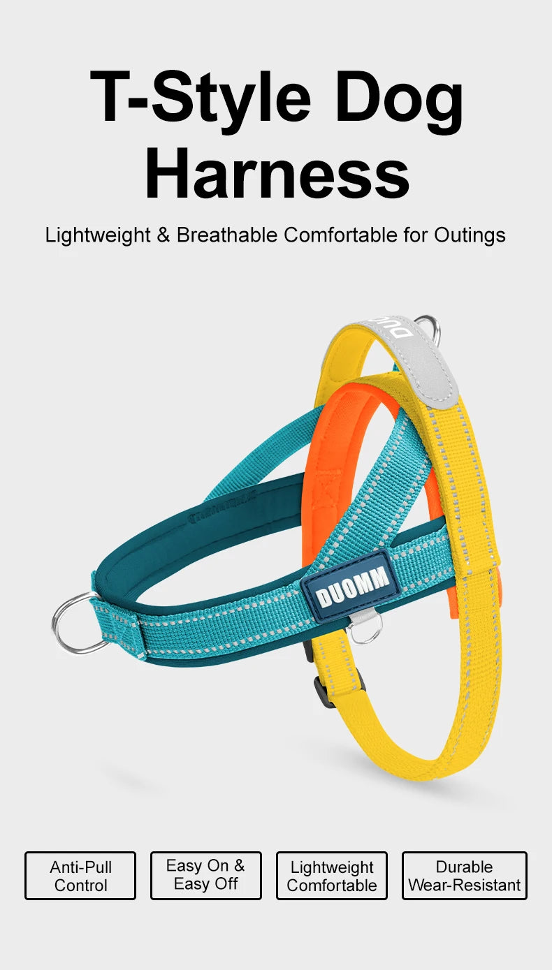 Dog Harness No Pull T-Shape Breathable Spring Summer Soft Padded Reflective Daily Outdoor Step In Walking Pet Harness Hiking
